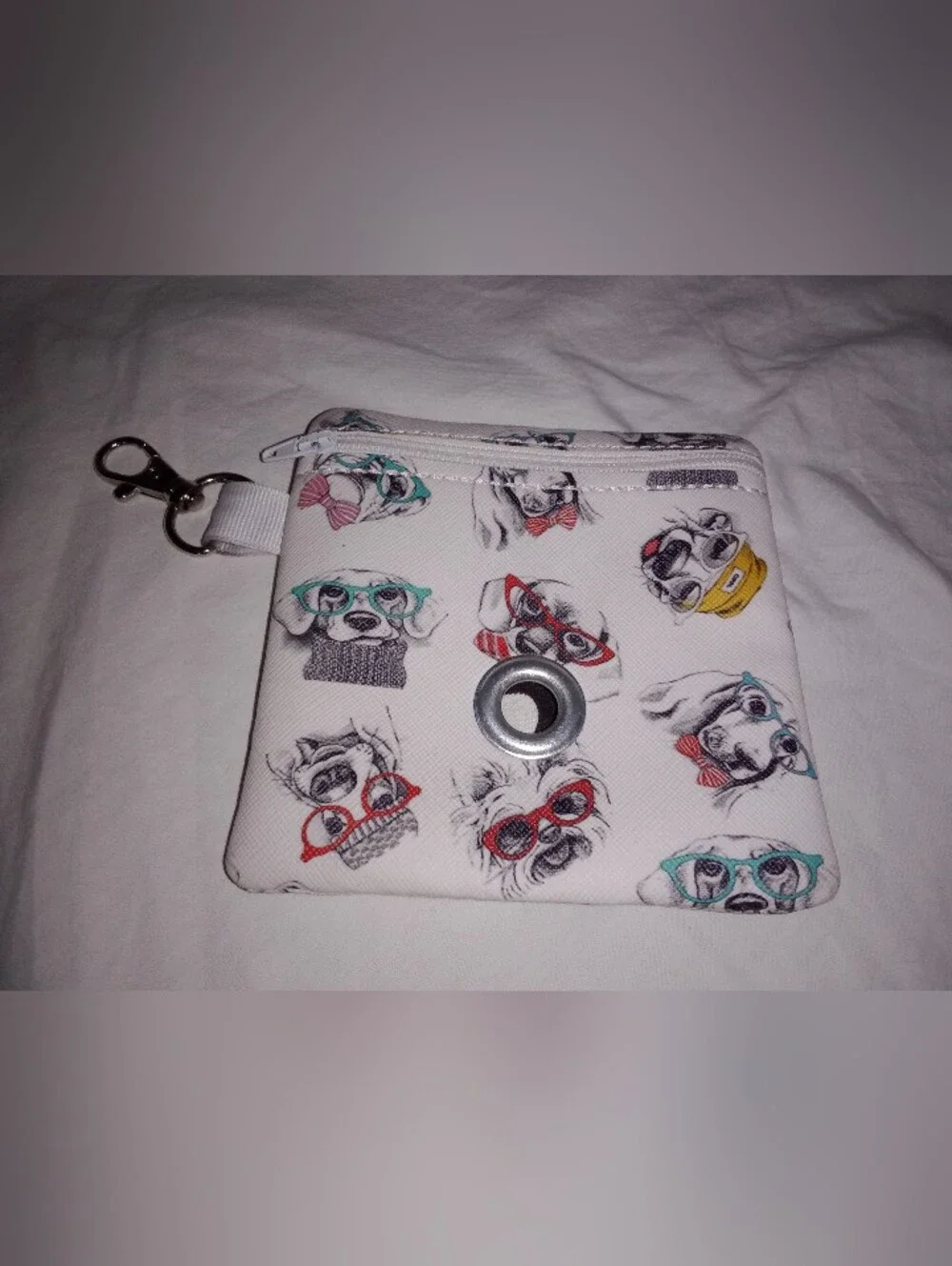 Dogs Wearing Glasses Poop Bag Zippered Pouch Dispenser NWOT 4 1/2